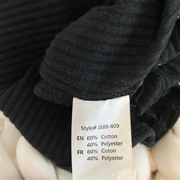 Revamped | Women’s Black Striped Plunge Ribbed Thong Bodysuit - Picture 4 of 4